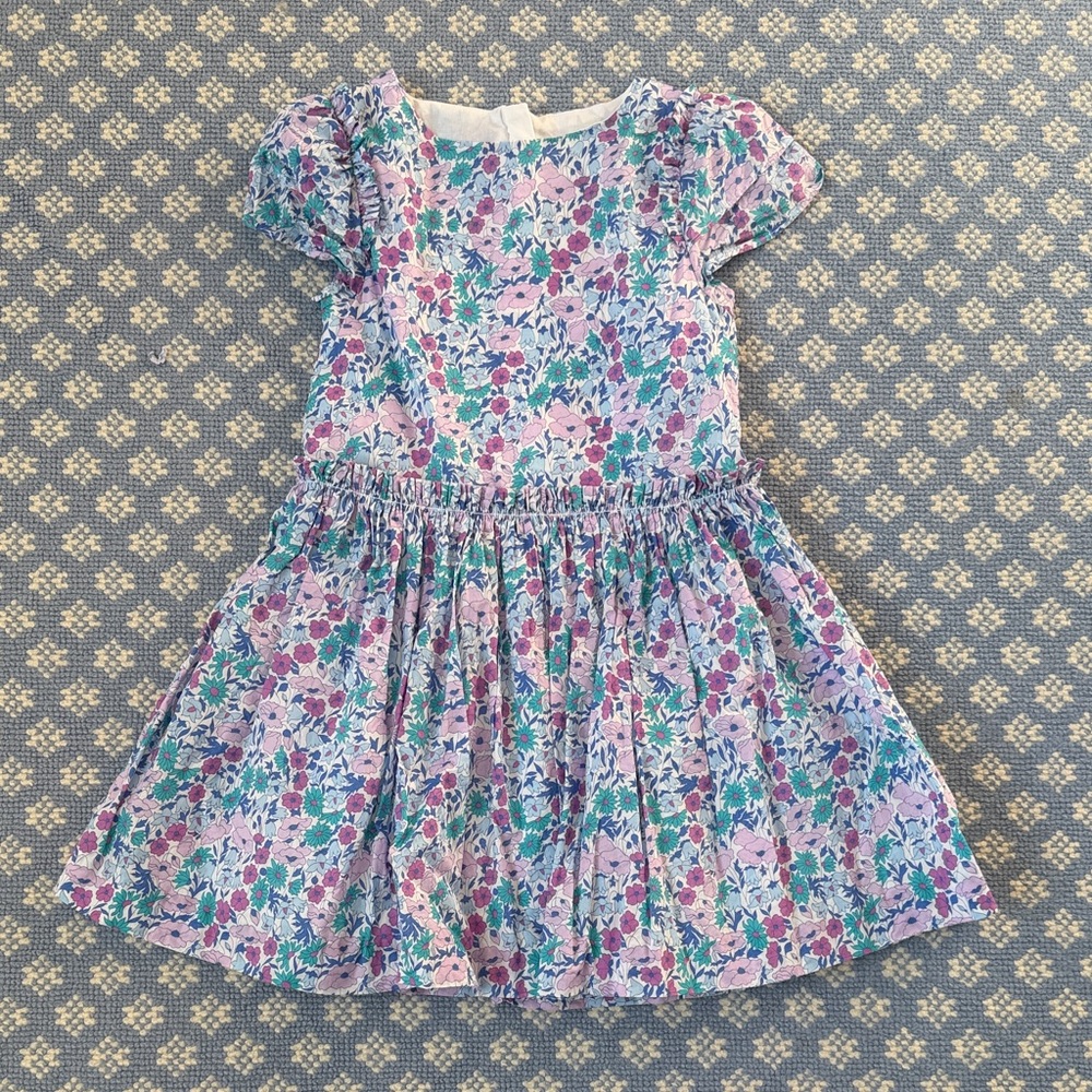 Jacadi Floral Kids Dress - Purple and Blue